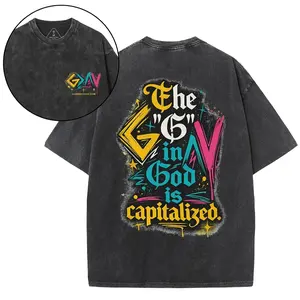 The "G" In God Is Capitalized Christian Washed T-Shirt – Vintage Washed Funny Faith Graphic Tee for Men & Women