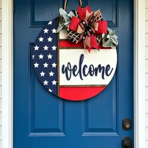 July 4th Independence Day 3D Front Door Decoration, Patriotic Wreath, American Welcome Door Hanging, Summer Home Decor, Festival Ornament