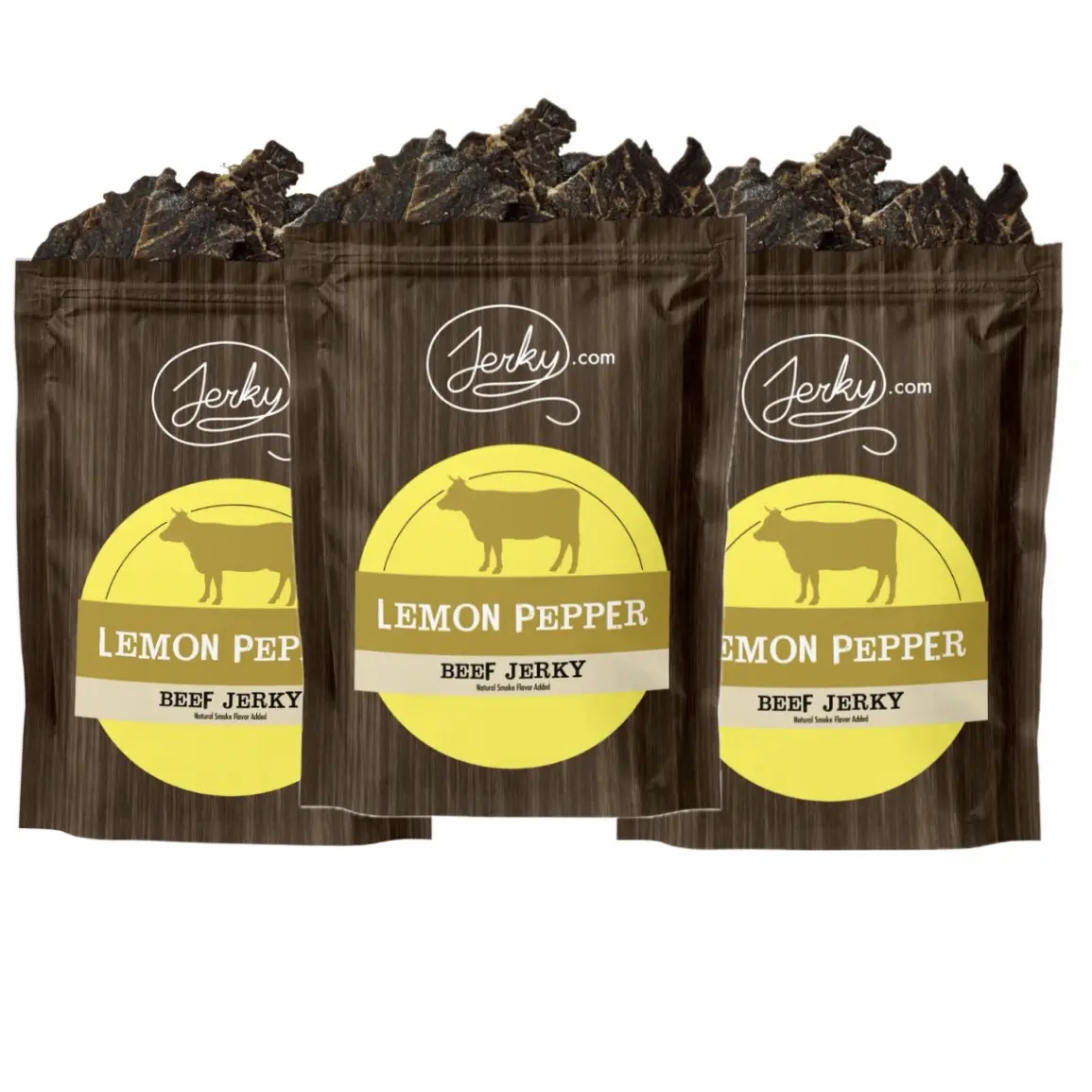 3 Pack - Lemon Pepper Flavored Beef Jerky, Made with Lemon Pepper Seasoning, Zesty Lemon & Savory Black Pepper Flavor - All-Natural, No Added Preservatives, High Protein Dried Dry Meat Snack - 7.5 oz.