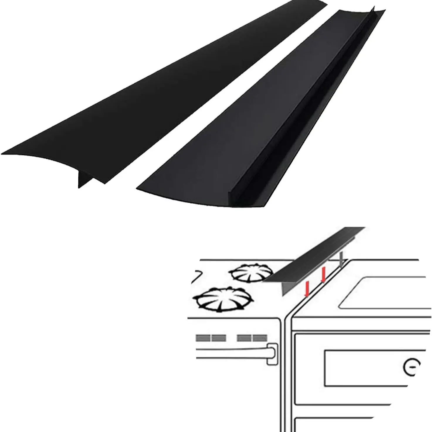 Silicone Stove Gap Covers, Heat Resistant Oven Gap Filler Seals, Easy to Clean Spill Guard & Oil Proof Strip for Kitchen Use