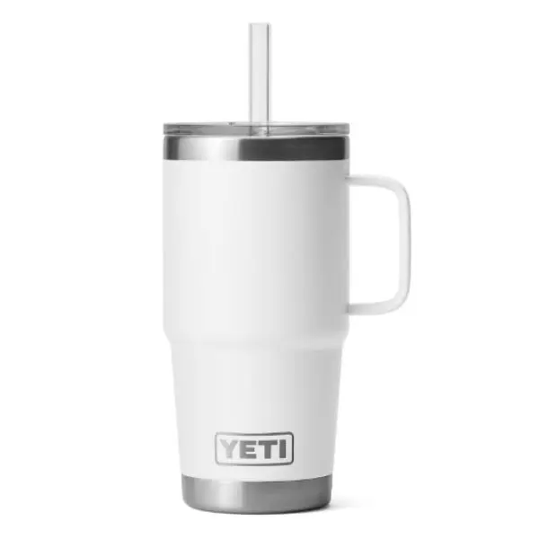 YETI Rambler 25 oz Vacuum Insulated Stainless Steel Water Bottle - Daily Use Tumbler with Handle and Straw Lid, White Kitchenware Drinkware for Extended Hot/Cold Retention