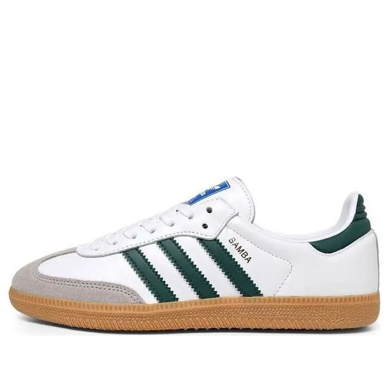 Adidas Samba OG Men's/Gs Retro Trainers - Bold Stripes, Side Logo, Lace-Up System, Collegiate Green, White, Gum Rubber Sole, Everyday Wear, All Seasons, Classic Athletic Casual Walking Footwear, Walking Shoes