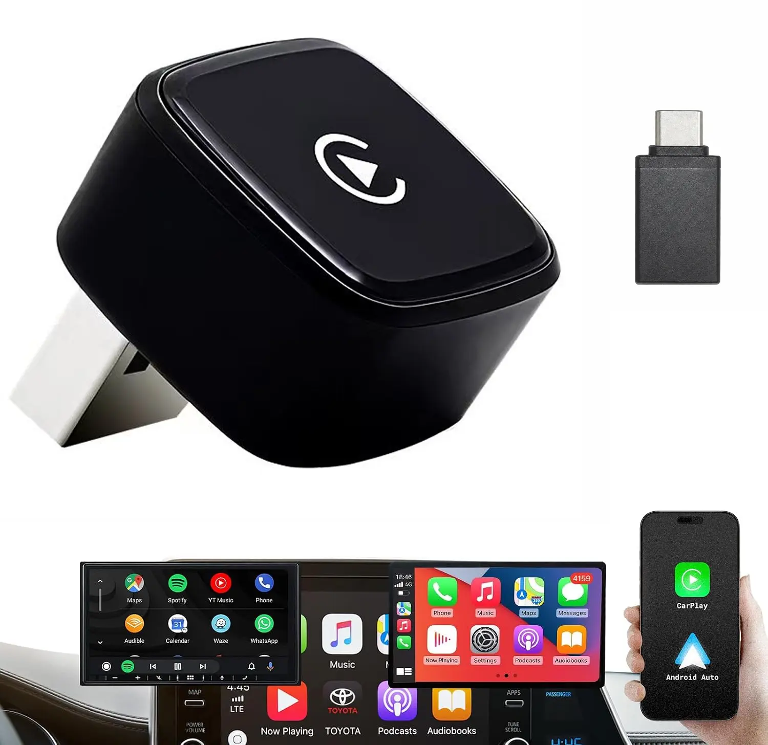 Wireless CarPlay Adapter 2026 Upgraded,CarPlay & Android Auto 2-in-1, Mini USB Design for Cars with Wired CarPlay,Fast Auto-Connect,Plug & Play,for iOS 10+, Android 11+ Version