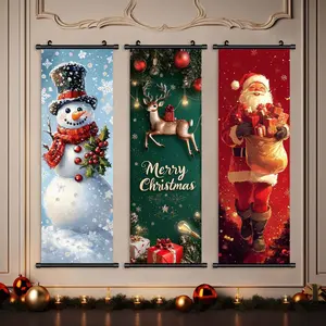 3-Piece Christmas Wall Art Set, Cute Snowman & Reindeer Designs, Modern Home Decor Posters, High-Quality Waterproof Prints