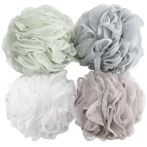 Bath Sponge Shower Loofahs 60g Mesh Pouf Bath Scrunchies Body Wash Puff Shower Puff Pack of 4 for Gentle Cleansing Soft & Breathable