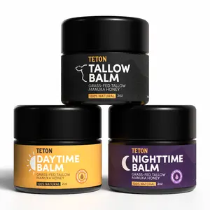 Teton Grass-Fed Tallow Balm Trio – Original, Day & Night Face Balms with Manuka Honey, Coffee, Lavender & Chamomile