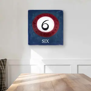 212 MAIN Artistic 16x16 in. Vibrant Aluminum Number 6 Billiard Ball Decorative Hanging Metal Print Wall Art - Red Home, Office Decor