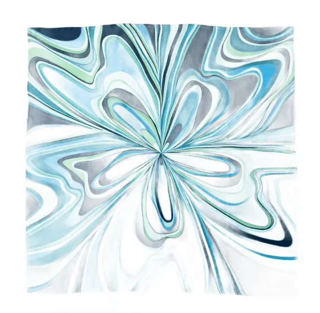 Lillian Silk Twill Scarf - Pinwheel Navy