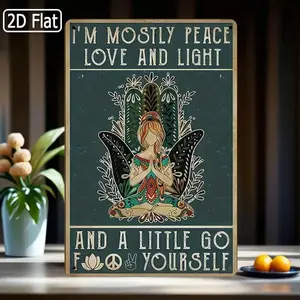 1PC Vintage Tin Sign, I Am Mostly Peace, Love And Light, Funny Quote, Durable Metal, Perfect For Home Or Office, 8x12 Inches / 20x30 Cm, Humorous Wall Art, Peaceful Decor, Positive Energy Art, Spiritual Art, Funny Sign