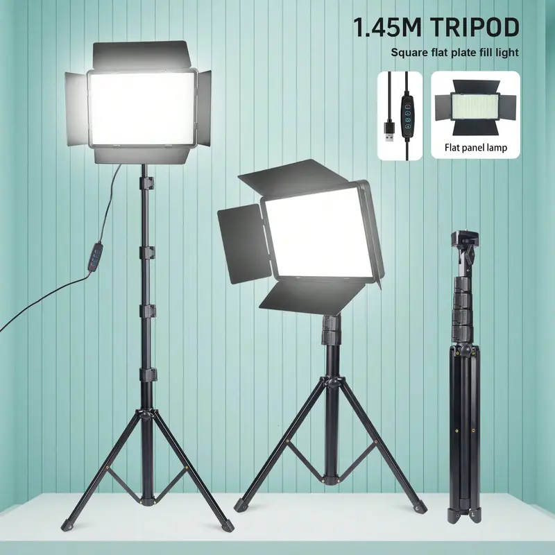 1 Pack LED Video Pro Lighting Kit for Cameras - 3-Color Dimmable Soft Photo Fill Light with 17-62 Inches Tripod, Streaming Equipment for Photo Recording, Posing