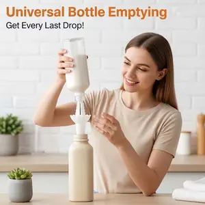 1pc Universal Bottle Emptying - Reusable Liquid Transfer Connector, No Waste Funnel Adapter, Compatible With Soap, Shampoo, Conditioner, Lotion & Bathroom Use, Bathroom Essentials, Liquid Emulsion Dispensing Bottle Dispenser