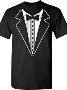 Tuxedo Shirts for Men Novelty Graphic Funny Formal Classic Black White Tux Print Casual Wedding Bachelor Prom T-Shirt.jpgSame style for men and women  summer short-sleeved printed T-shirt pure 220G