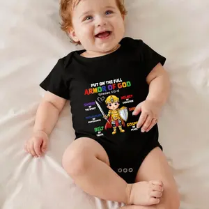 Armor Of God Warrior Print Bodysuit Baby Rompers Short Sleeve Cotton Toddler Rompers Graphic Print Baby Clothes One-Piece Outfit