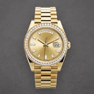 Mens Luxury Sports Diamond Gold Date Automatic Homage Custom Watch