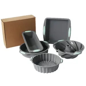 7Piece Silicone Baking Set Spatulas Oil Brushes Chiffon Toast Cake Molds Square Round Home Tray Kit