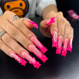 24 Pcs Bright Long Square Nail Tips, Glossy Gel False Nails, Nail Extensions, Reusable Y2K Style, Free Jelly Glue & File, Party & Daily Wear