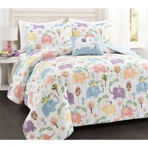 Lush Decor Hygge Elephant Quilt 4Pc Set Full/Queen