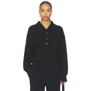 Varley Lucine Button Front Sweater in Black