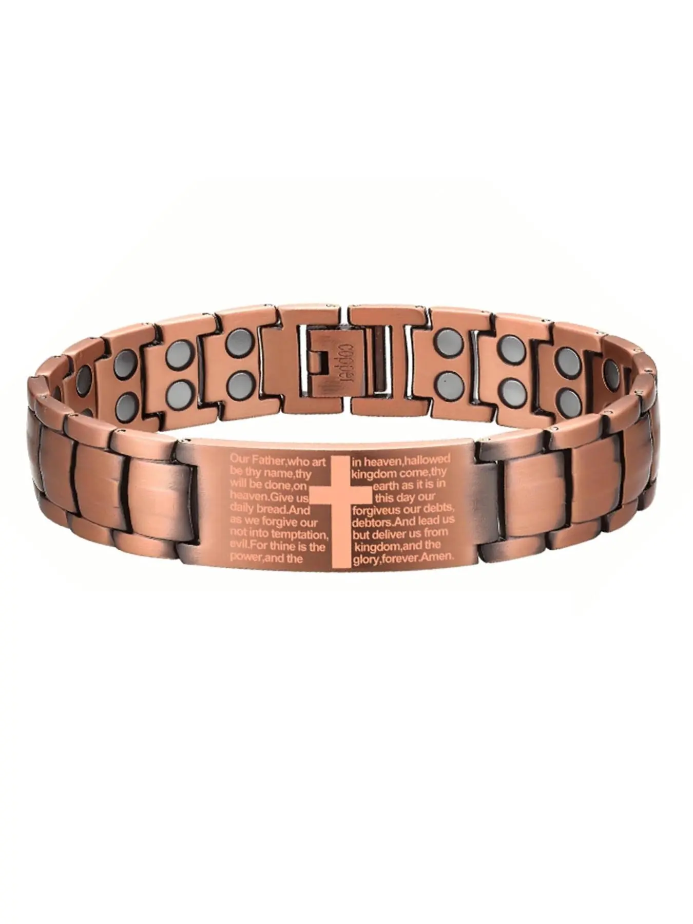 Men's Adjustable Pure Copper with Powerful Magnets, Cross Pattern Design, Magnetic Tool Included, Durable Casual Jewelry, Fashion Cross Bangle, Religious Jewelry Gift