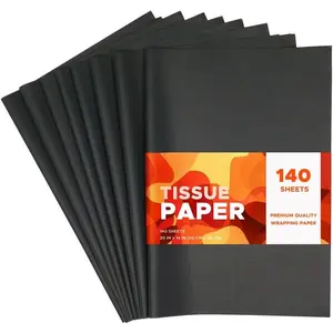140 Sheets Black Tissue Paper for  Bags, 20 x 14 inch Acid Free Black Wrapping Tissue Paper Bulk for  Package, Storage, Christmas Wedding Birthday Mother's Day Party Decor Art Craft