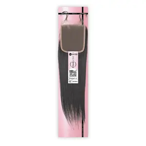 Sensationnel Virgin Remy Human Hair Weave Pearlish 4X5 HD Lace Closure Straight 12"