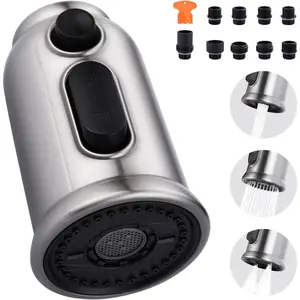 Pull Down Faucet  Replacement,3-Function Kitchen Faucet   with 9 Adapters,Kitchen Faucet  Sink  Nozzle Compatible with  Standard,Brushed Nickel