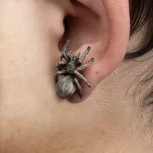 Tarantula Spider Earrings - Hypoallergenic Surgical Steel 3D Printed Unique Design Handpainted Fashion Accessory 3 Grams Each