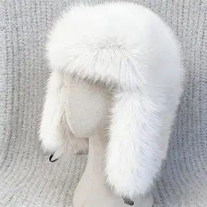 Elegant Retro Thickened Faux Fur Ushanka Hat | Warm Pilot Cap with Ear Coverage, Ideal for Hiking, Skiing, Cycling & Daily Wear, Classic Polyester Fisherman Hat with Hook-and-Loop Closure, Vintage Outdoor Headwear
