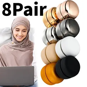 8 Pairs Strong Hijab Magnets Multi-use Pinless Hijab Pins Women for Scarf Dress Cleavage Muslim Magnetic Buttons Veil Pins