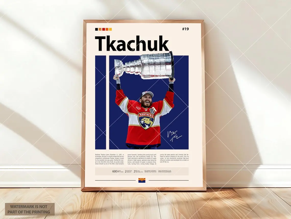 Matthew Tkachuk Poster, Florida Hockey Poster, Sports Poster, Hockey Fans, Hockey Wall Art, Sports Bedroom Posters