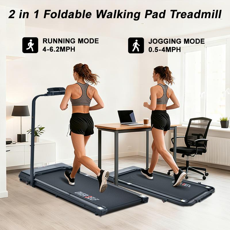 OVER SELF Walking pad Treadmill, 6.2MPH Portable Folding Treadmill with Handle Remote Control, Under Desk Treadmill Easy Storage Home Gym Fitness Equipment Workout Gear