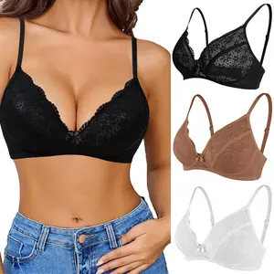 1/2 Pack Women's Floral Lace Wireless Unlined Unpadded No Underwire Full Coverage Bra Womenswear Comfortable Breathable Mesh Cup Bralette Everyday Bras Lingerie No Padded