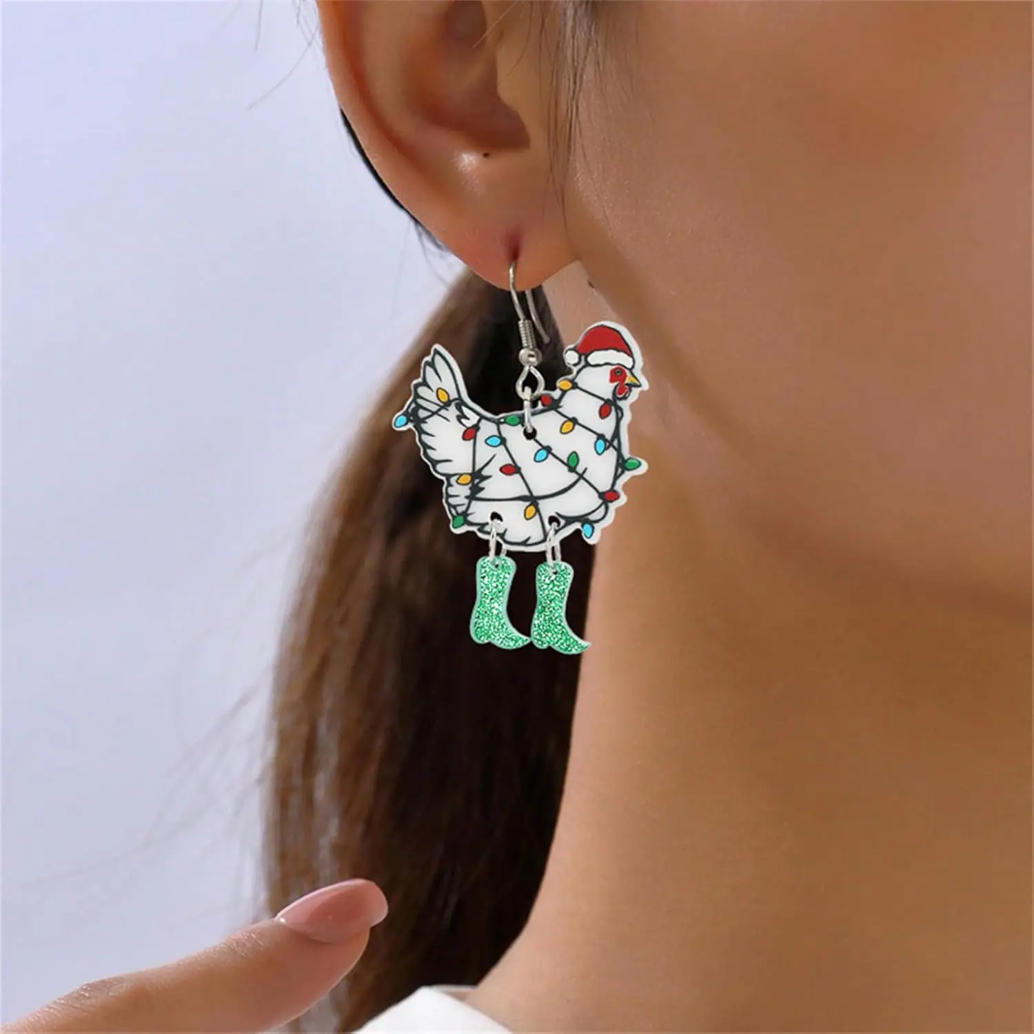 Christmas Earrings for Women Cute Funny Acrylic Christmas Santa Claus Tree Cat Dinosaur Earrings Xmas New Year Party Holiday Earring