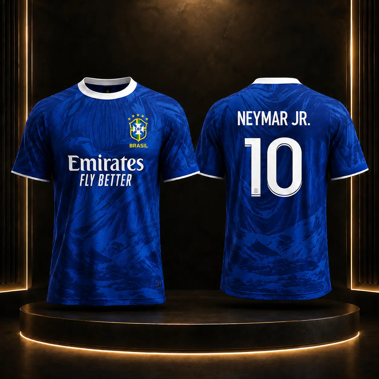 Neymar Jr. 10 Blue Soccer Jersey| Brazil Flag