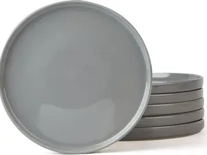 ONE of ONE Dinner Plates for 6, 10 inches Plate Set, Scratch Resistant, Stoneware Dinnerware, Kitchen Modern Rustic Serving Dishes,Gray