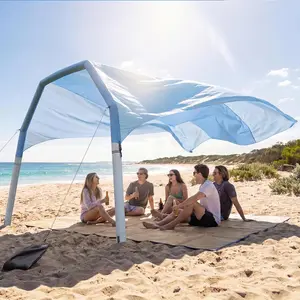 LAUSAINT HOME Shade Beach Tent Wind Sun Canopy, Inflatable Arch Beach Shade with Air Pump & Poles, Portable Floating Wind-Powered Sunshade, UPF 50+ Sun Shelter for 4-8 People Family Camping Trips summerwins
