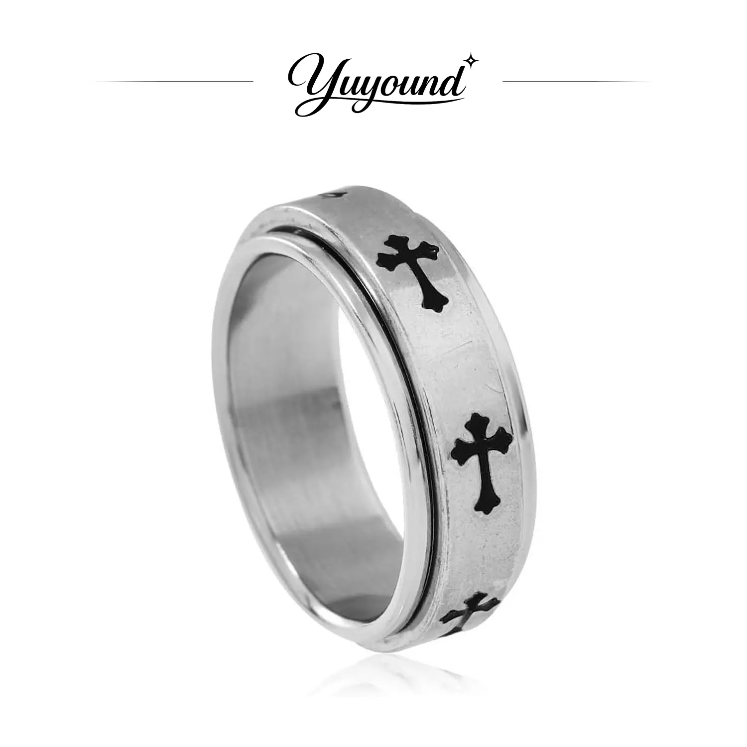 Men's Spinner Ring with Cross Detail, Minimalist Rotatable Fidget Band for Stress Relief, Faith Accessory, Mens Gifts, Men's Accessories, Stress Relief Jewelry, Anti Anxiety Jewelry, Anxiety Fidget Ring, Stress Reliever, Fidget Rings