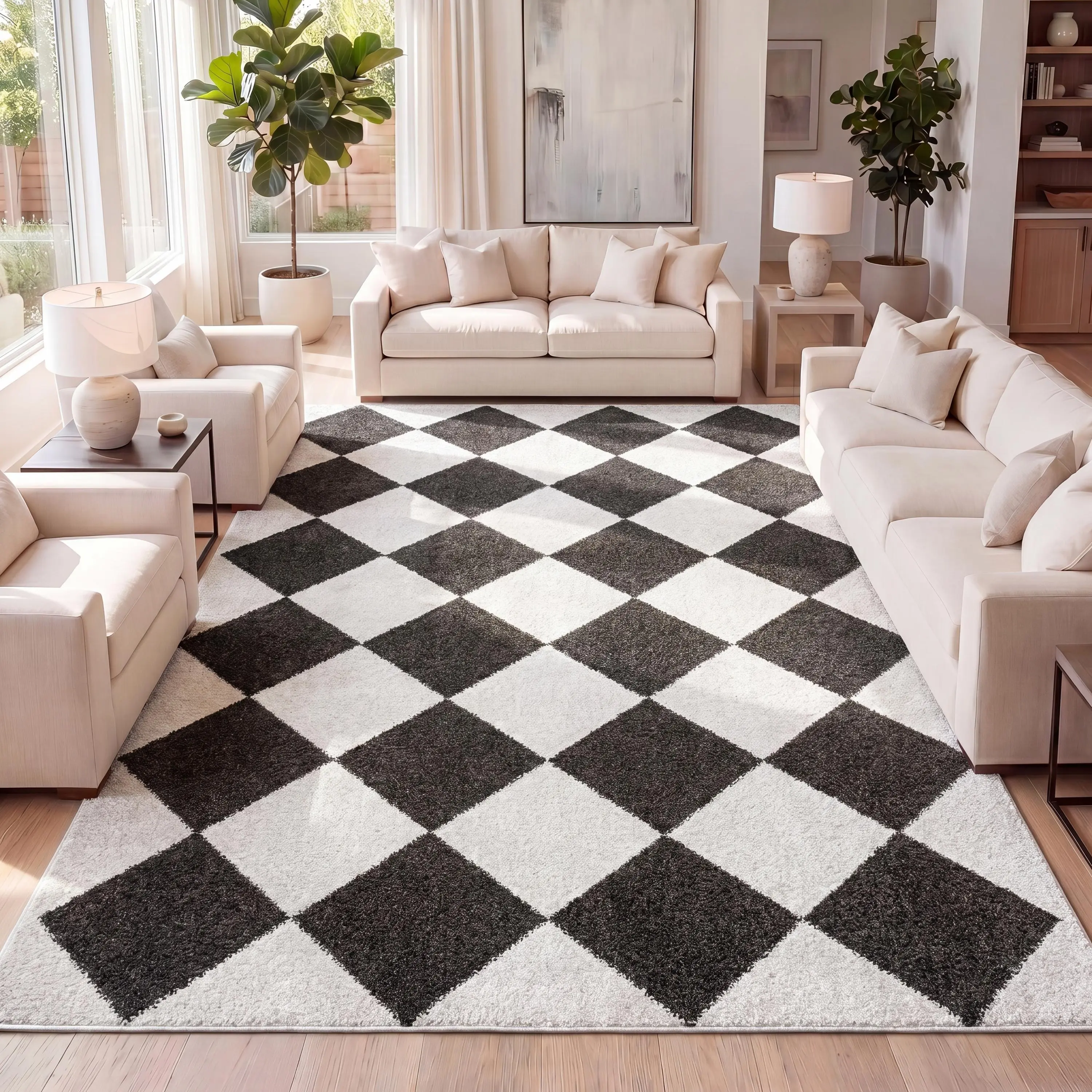Draper Classic Geometric Diamond Pattern Area Rug