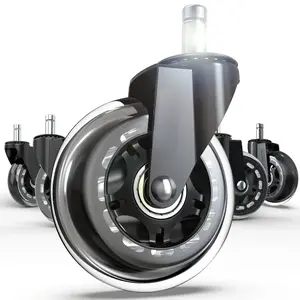 Office Chair Wheels Roller Blade Caster Rubber Replacement for Office 11x22mm Transparent 3 Inch, Desk Rolling Set of 5 for Hardwood Floors Gaming Chair Wheels Smooth & Silence Gliding