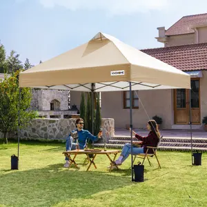 VIVOHOME 10x10ft Pop Up Canopy Tent One Push Setup Outdoor Portable Shelter Tent Heavy Duty with Wheel Carry Bag and 4 Sandbags, White