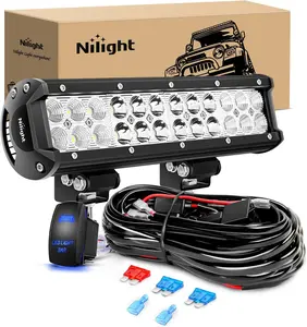 Nilight - ZH084 LED Light Bar 12Inch 72W Spot Flood Combo LED Off Road Lights 12V 5Pin Rocker Switch Wiring Harness Kit- One Lead tailgate light strip High Brightness  dealsforyoudays