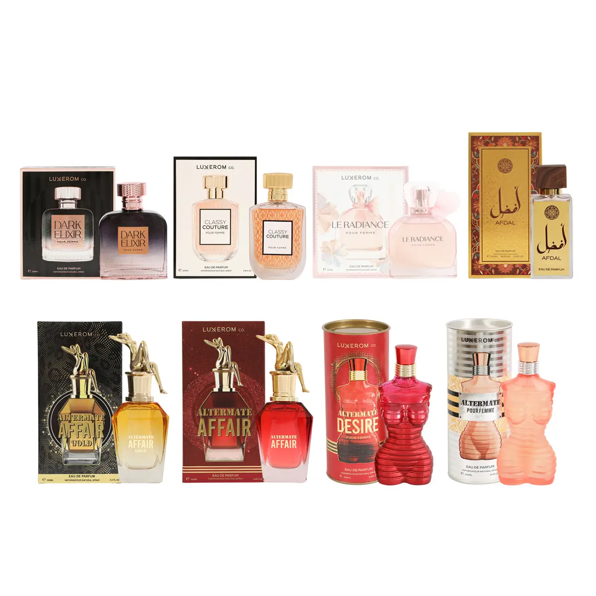 Luxerom Creator Bundle – 8 Scents in One Collection LUX001 LUX003 LUX010 LUX041 LUX042 LUX013 LUX014 AR034 for Timeless Elegance and Modern Allure