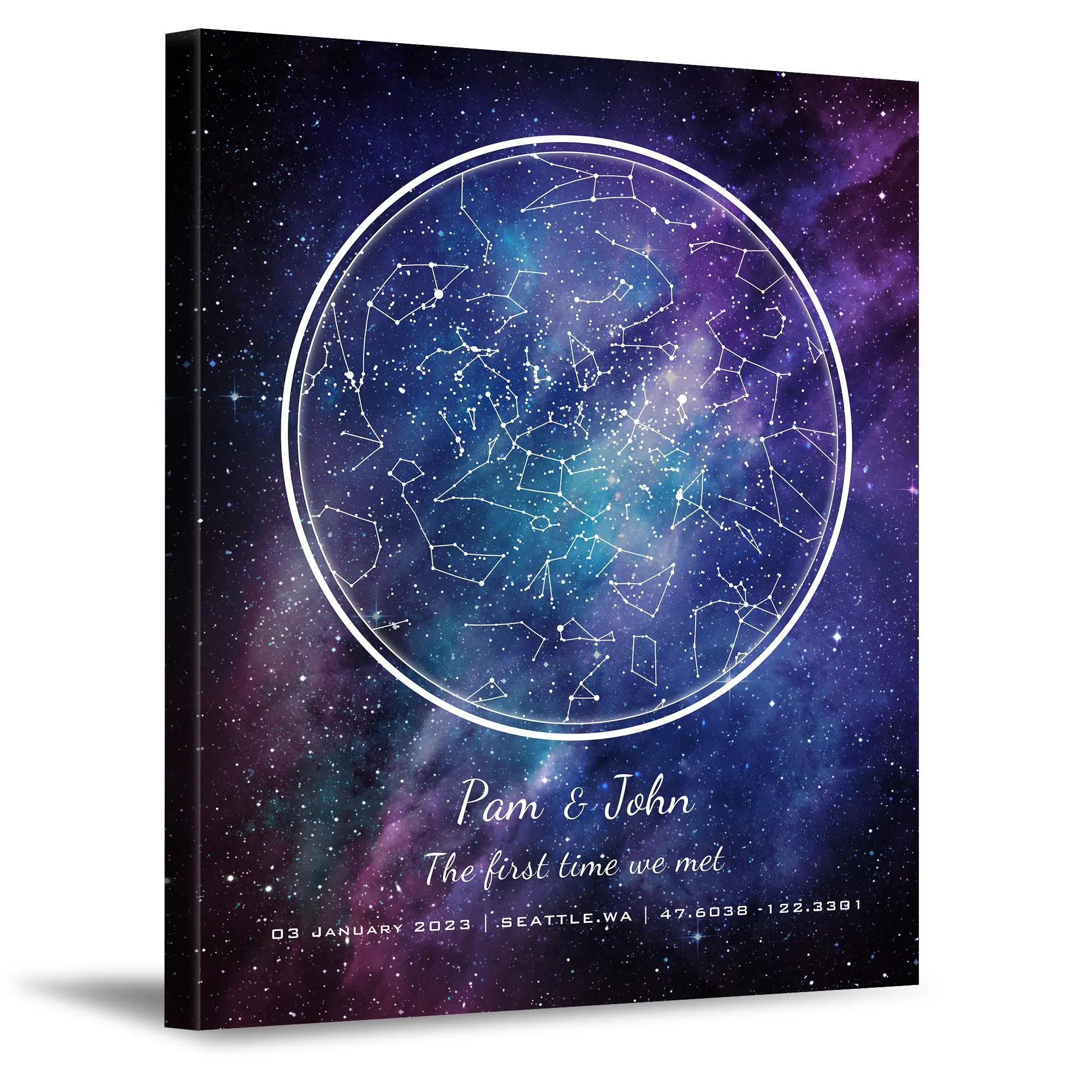 Personalized Star Map with Couple's Names and Special Date Message on it,Perfect Present for Anniversary,Wedding,Birthday,Holidays