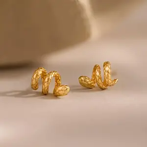 Twisted Snake Studs by Caitlyn Minimalist - Dainty Python Stud Earrings in Gold & Silver - Unique Jewelry - Best Friend Gift