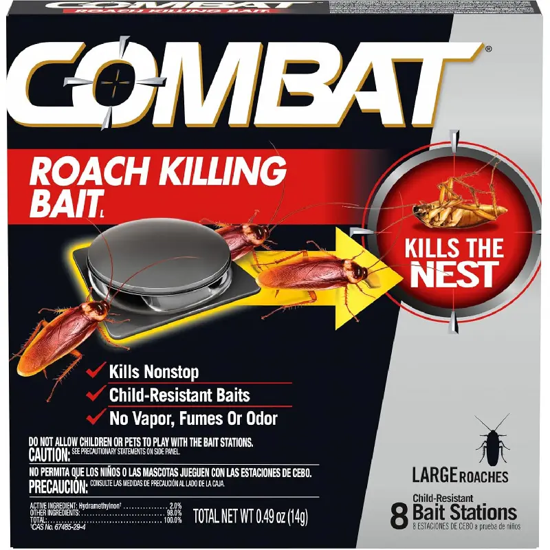 Roach Killing Bait, Roach Bait Station For Large Roaches, Kills The Nest, Child-Resistant, 8 Count,Insects