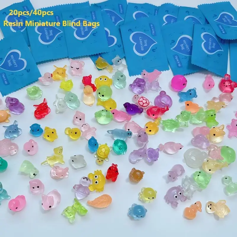 40Pcs Unisex Glow In The Dark Animal Shape Fairy Resin Mini Models - Safe Adult Collectible Figurines, Dollhouse Decoration Items, DIY Crafts Supplies, Gift-Ready Party Favors (Assorted Designs, Glow-Up Decor, Gifts For Him, Miniature Things)