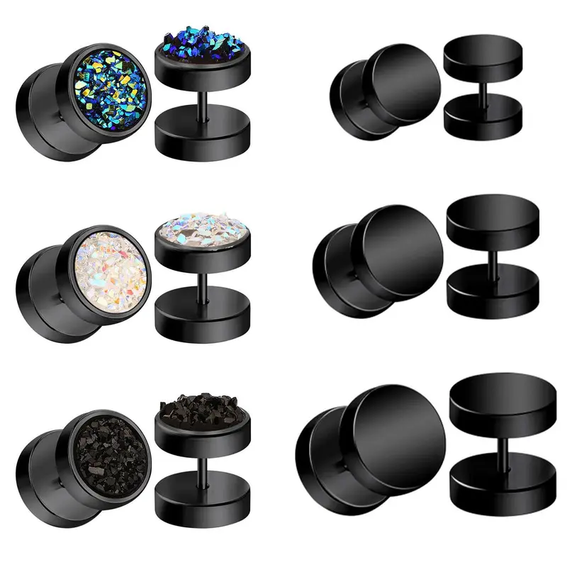 6 Pairs Round Cute Stud Earrings, Hypoallergenic Stainless Steel Ear Piercing Jewelry for Women Men for Daily Earring Stacking Set, Hoop Earring Sets, High Quality Earrings, Hoop Shape Earrings, 4/6/8/10mm, Casual Earrings Set