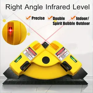 90-Degree vertical and horizontal line projection square leveling instrument with right angles, self-leveling for precise right-angle measurement, floor installation auxiliary tools Yellow