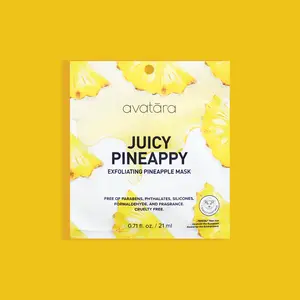 Avatara Pineappy Exfoliating Face Mask 0.71 fl oz / 21 ml - Free of Parabens, PTHIATALS, Succinols, Silicicins, Cruelty Free, Sheet Skincare