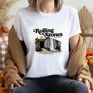 Rolling Stones AD 33 T-Shirt – Retro Christian Easter Graphic Tee, Unisex Cotton Short Sleeve Faith Top